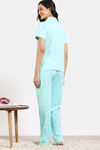 Zivame Joyful Jingles Knit Cotton Pyjama Set - Ice Green — thumbnail 4